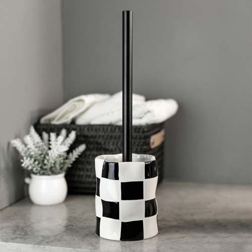 Ёршик для унитаза Bath Plus Chess W-CE2023A-TOH керамика цвет белые и черные квадратики - фото 5