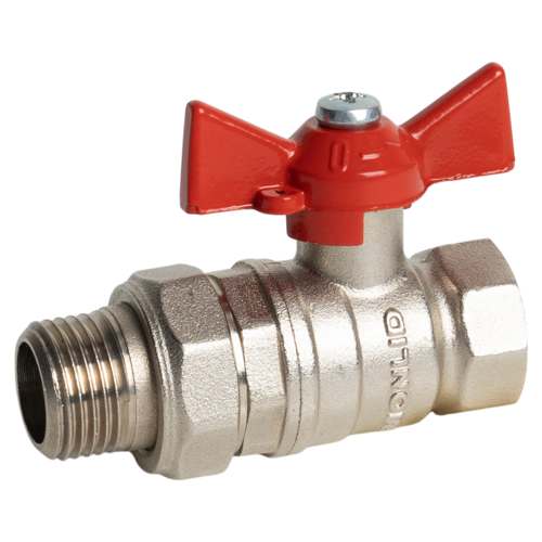 Кран шаровой с американкой прямой MONLID PN40 1/2" НР/ВР латунь ручка бабочка ГОСТ Р 59553-2021