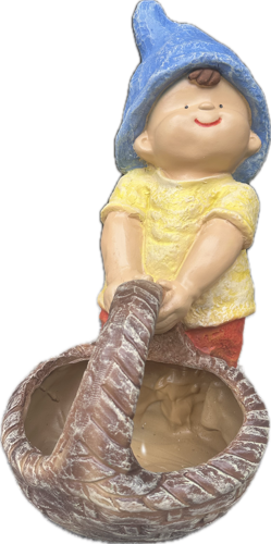 Садовая фигура Мальчик с лукошком смола 45x27x23 см