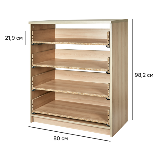 Каркас комода 4 ящика 80x99x44.3 см ЛДСП цвет дуб комано - фото 7