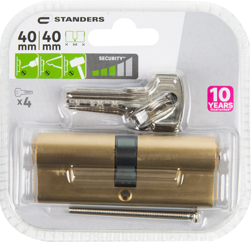 Цилиндр Standers TTBL1-4040, 40x40 мм, ключ/ключ, цвет латунь - фото 5