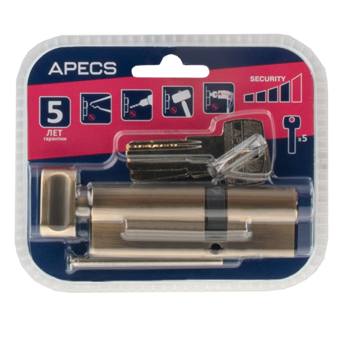 Цилиндровые механизмы Apecs Pro LM-90(35/55C)-C-AB 90 мм, ключ/вертушка, цвет бронза - фото 4