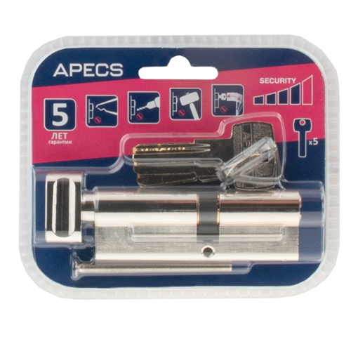 Цилиндровые механизмы Apecs Pro LM-90(40/50C)-C-NI 90 мм, ключ/вертушка, цвет никель - фото 4
