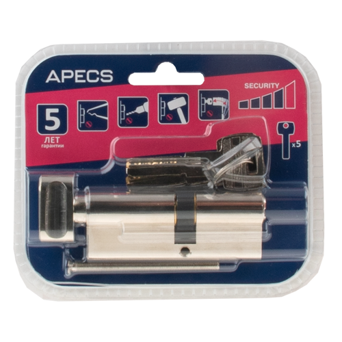 Цилиндровые механизмы Apecs Pro LM-80(35/45C)-C-NI 80 мм, ключ/вертушка, цвет никель - фото 4