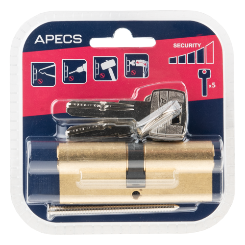 Цилиндровые механизмы Apecs Pro LM-80-G 80 мм, ключ/ключ, цвет золотой - фото 4