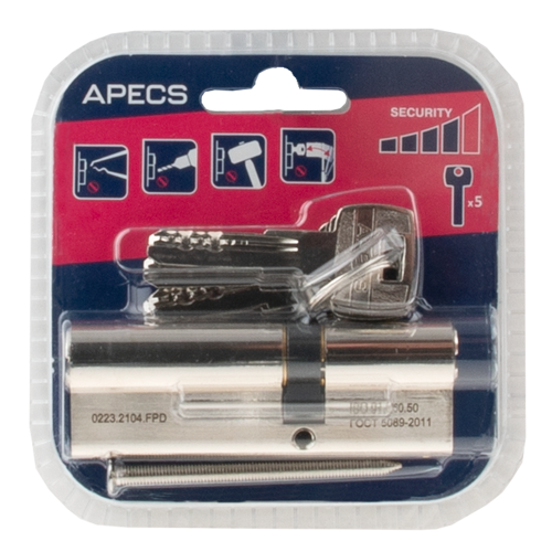 Цилиндровые механизмы Apecs Pro LM-90(35/55)-NI 90 мм, ключ/ключ, цвет никель - фото 4