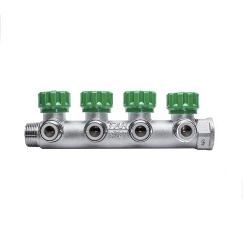 Коллектор распределительный FAR FK 3824 3412UN 3/4"x1/2" евроконус 4 выхода латунь