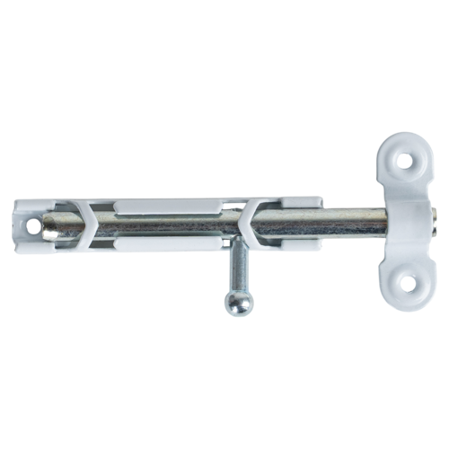 Шпингалетный замок мебельный ЗТ 7 см цвет белый