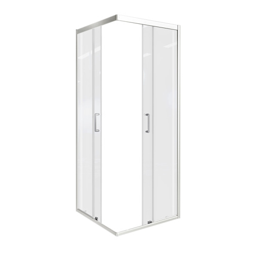 Душевая ширма Makiato New квадратный 80x80 см хромированный профиль прозрачное стекло раздвижной - фото 3
