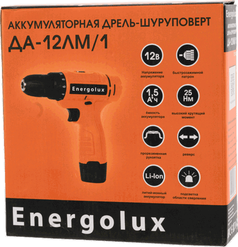 Дрель-шуруповерт аккумуляторная Energolux ДА-12ЛМ/1, 12 В Li-ion 1.5 Ач - фото 12