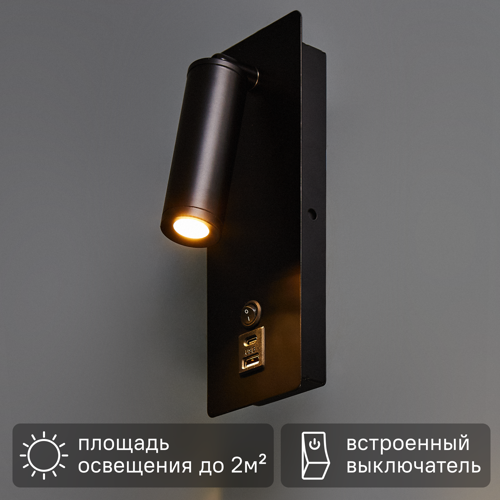 Настенный светильник светодиодный Freya FR5341WL-L3B 3 Вт USB цвет черный
