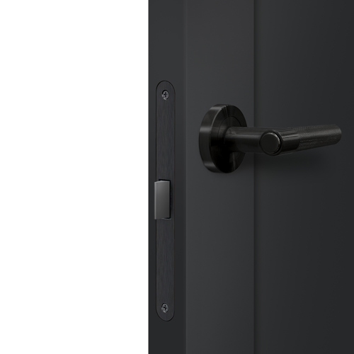 Дверь межкомнатная глухая Дестро 60x200 см Hardflex цвет стип антрацит с замком и петлями - фото 5