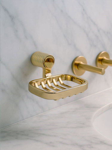 Мыльница с держателем идея металл золото - фото 7