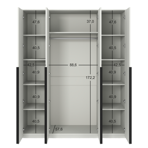 Шкаф распашной Бергамо с 4 дверями 180x220x60 см ЛДСП цвет белый - фото 8