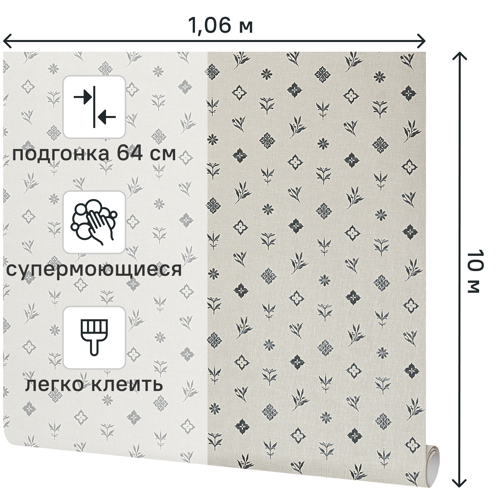 Обои флизелиновые Victoria Stenova Monogramm коричневые 1.06 м VS589258 - фото 2