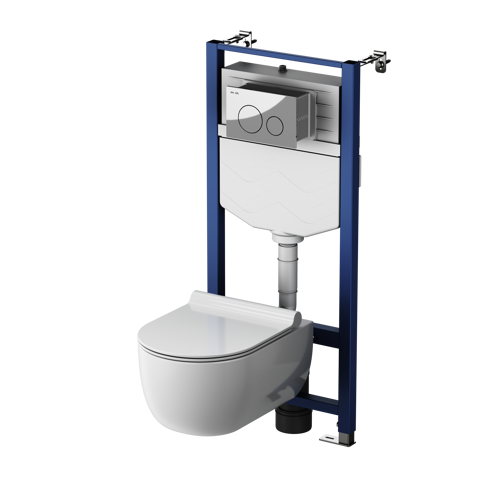 Комплект инсталляция с унитазом AM.PM Pulse Flashclean IS3LM0151.9P1702 безободковый с микролифтом клавиша цвет хром