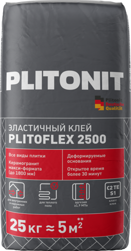 Клей для плитки Plitonit Plitoflex 2500 C2 TE S1 25 кг