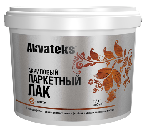 Лак паркетный Akvateks акриловый полуматовый бесцветный 2.5 л - фото 2