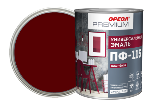 Эмаль Ореол Premium ПФ-115 глянцевая цвет вишнёвый 0.9 кг