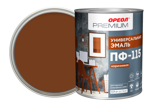 Эмаль Ореол Premium ПФ-115 глянцевая цвет коричневый 0.9 кг