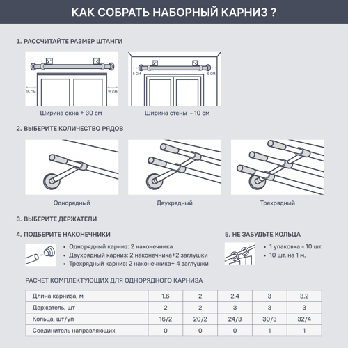 Держатель для двухрядной штанги металл цвет никель 21.5 см - фото 3