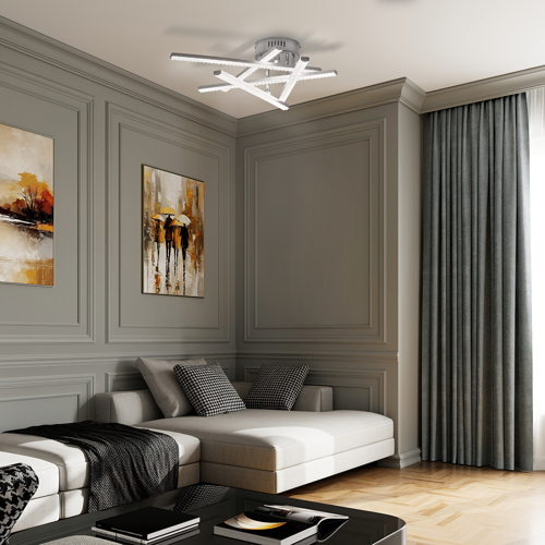 Светильник подвесной светодиодный 110 Вт с пультом управления 30 м² регулируемый белый свет цвет серебро - фото 9