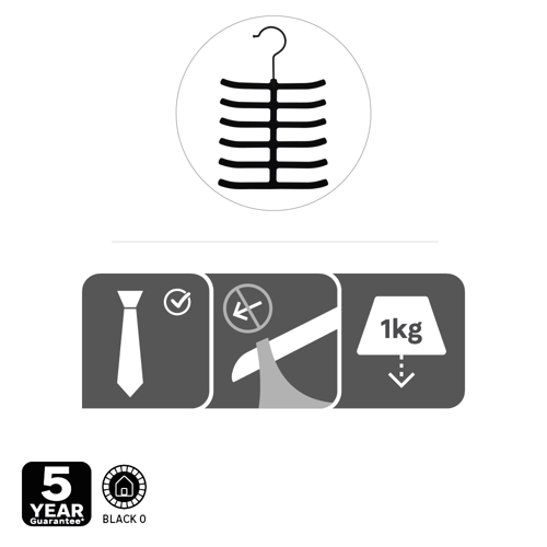 Вешалка для галстуков Spaceo 25 см пластик цвет чёрный - фото 2