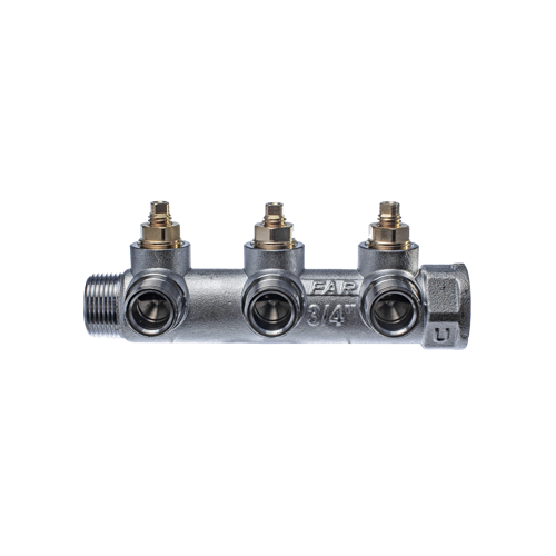 Коллектор распределительный FAR FK 3822 3412UN 3/4"x1/2" евроконус 3 выхода латунь - фото 5
