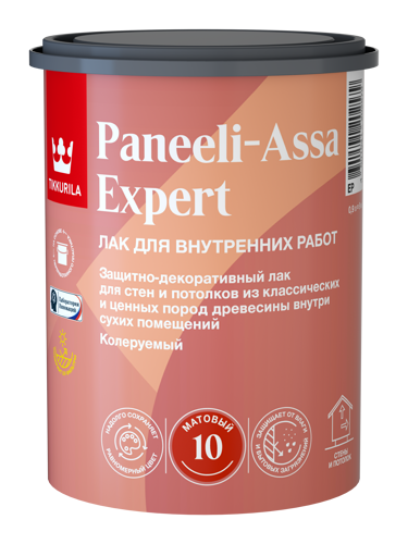 Лак для стен и потолков Tikkivala Paneeli-Assa Expert База EP бесцветный матовый 0.9 л - фото 3