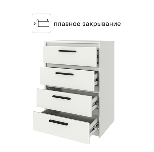 Комод Лион 4 ящика 60х84х41,7 см ЛДСП цвет белый - фото 3