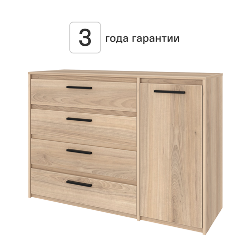 Комод Лион 4 ящика 120х84х41,6 см ЛДСП цвет дуб комано - фото 2