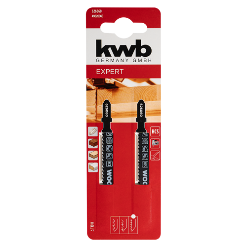 Пилка для электролобзика по дереву и пластику KWB 626060 чистый рез, 2 шт. - фото 4
