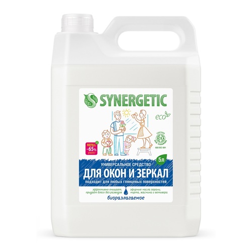 Средство чистящее для стекол и зеркал Synergetic 5л
