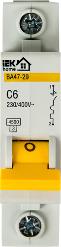 Автоматический выключатель IEK Home ВА47-29 1P C6 А 4.5 кА - фото 3