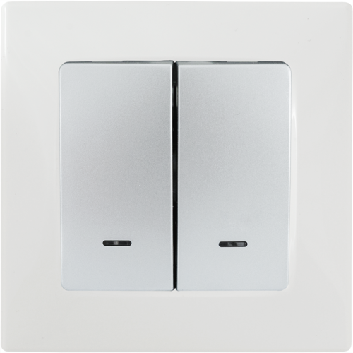 Выключатель двухклавишный с подсветкой/индикацией - Legrand Etika - 10А 250В безвинтовые зажимы - алюминий - фото 4