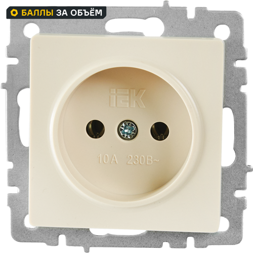 Розетка встраиваемая IEK Brite РС10-1-0-БрКр без заземления цвет бежевый