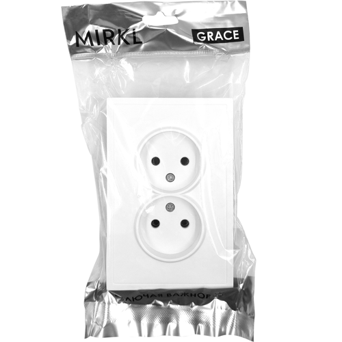 Розетка двойная встраиваемая Mirkl Grace без заземления цвет белый - фото 5