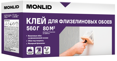 Клей для флизелиновых и виниловых обоев MONLID 80 м² - фото 3