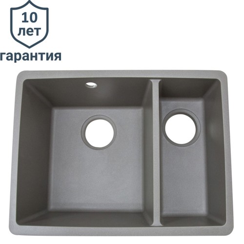 Мойка для кухни под столешницу KONSENSA 42x55 см глубина чаши 20 см кварц цвет серый - фото 3