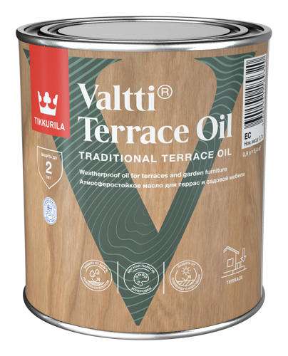 Масло для террас и садовой мебели Tikkurila Valtti Terrace Oil База ЕС бесцветное 0.9 л - фото 2