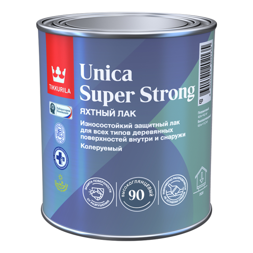 Лак яхтный Tikkurila Unica Super Strong База ЕР бесцветный высокоглянцевый 0.9 л - фото 2
