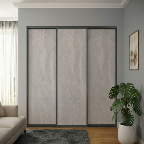 Дверь-купе KONSENSA 225.5x80.4 см МДФ цвет бетон профиль черный - фото 9